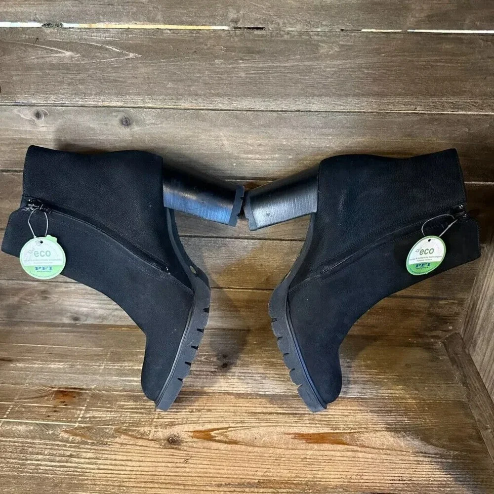 New Womens Paul Green‎ Selma Black Nubuck Leather Heeled Ankle Boots Size 8 M